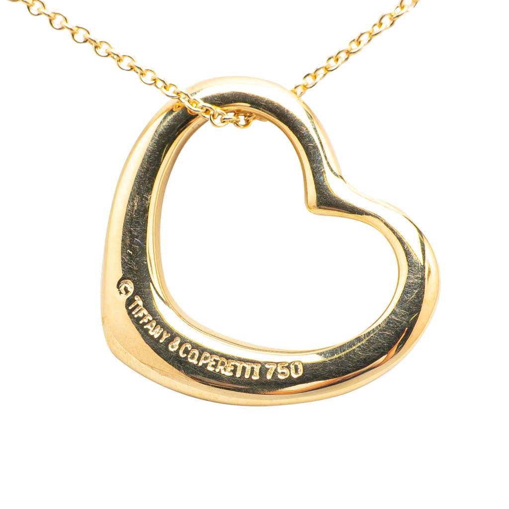 Tiffany & Co Elsa Peretti 18K Yellow Gold Open Heart Pendant Necklace - 2