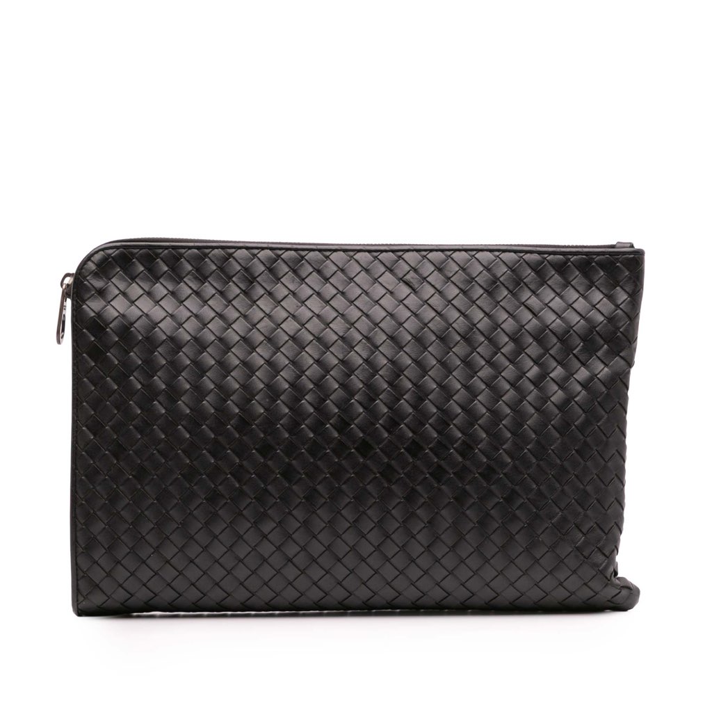 Bottega Veneta Leather Intrecciato Clutch