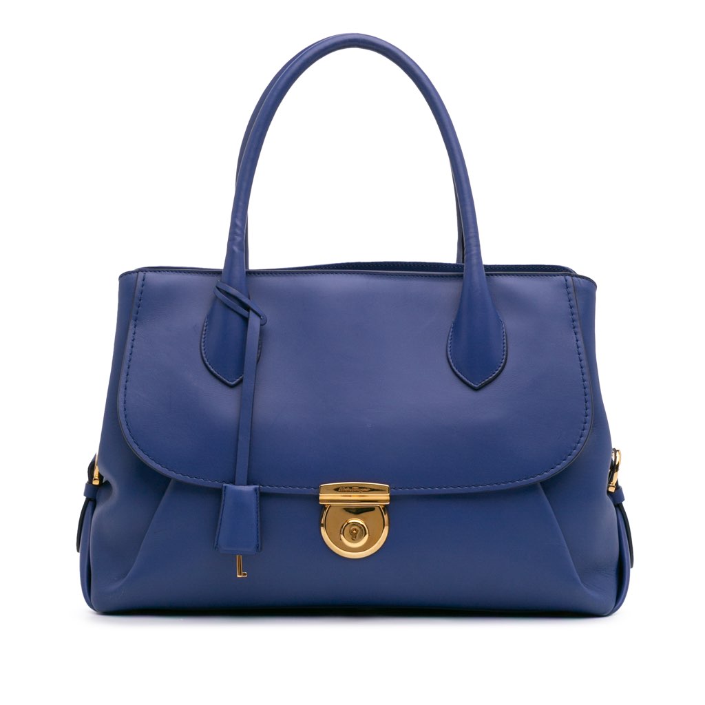 Salvatore Ferragamo Leather Fiamma East West Tote