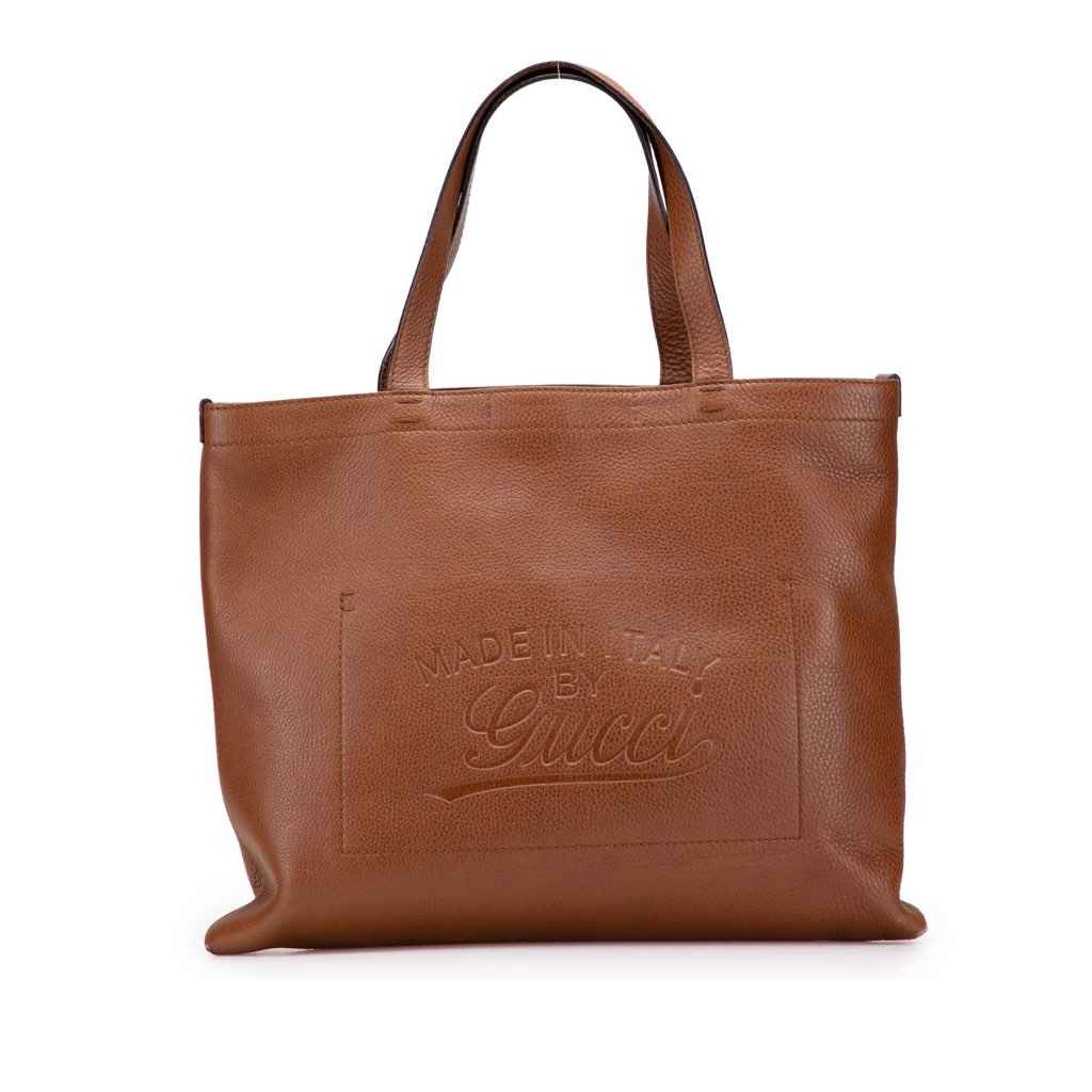 Gucci Leather Embossed Logo Tote
