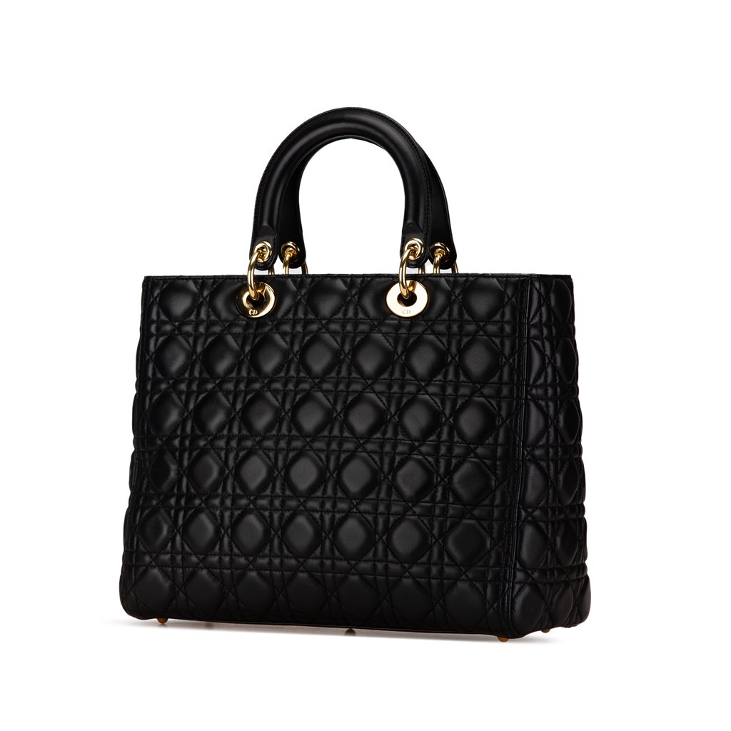 Dior Large Lambskin Cannage Lady Dior - Back view