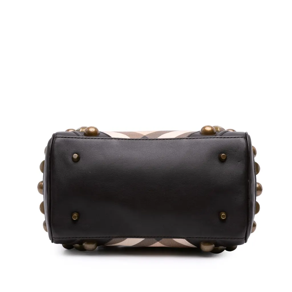 Burberry Supernova Check Canvas Mega Stud Chester Boston Bag Brown Canvas Good - Inside View