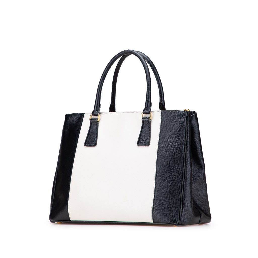 Prada Medium Bicolor Saffiano Lux Galleria Double Zip Satchel - Back view