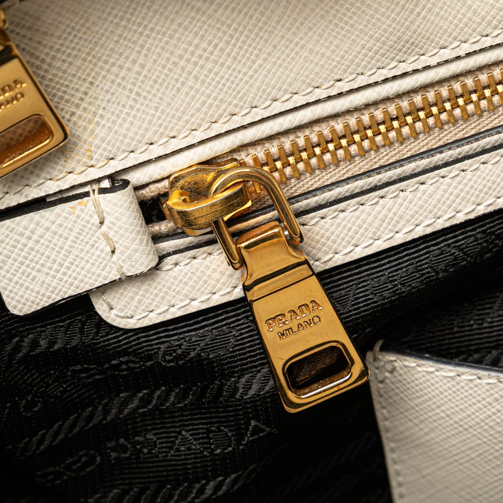 Prada Medium Bicolor Saffiano Lux Galleria Double Zip Satchel - Image 11