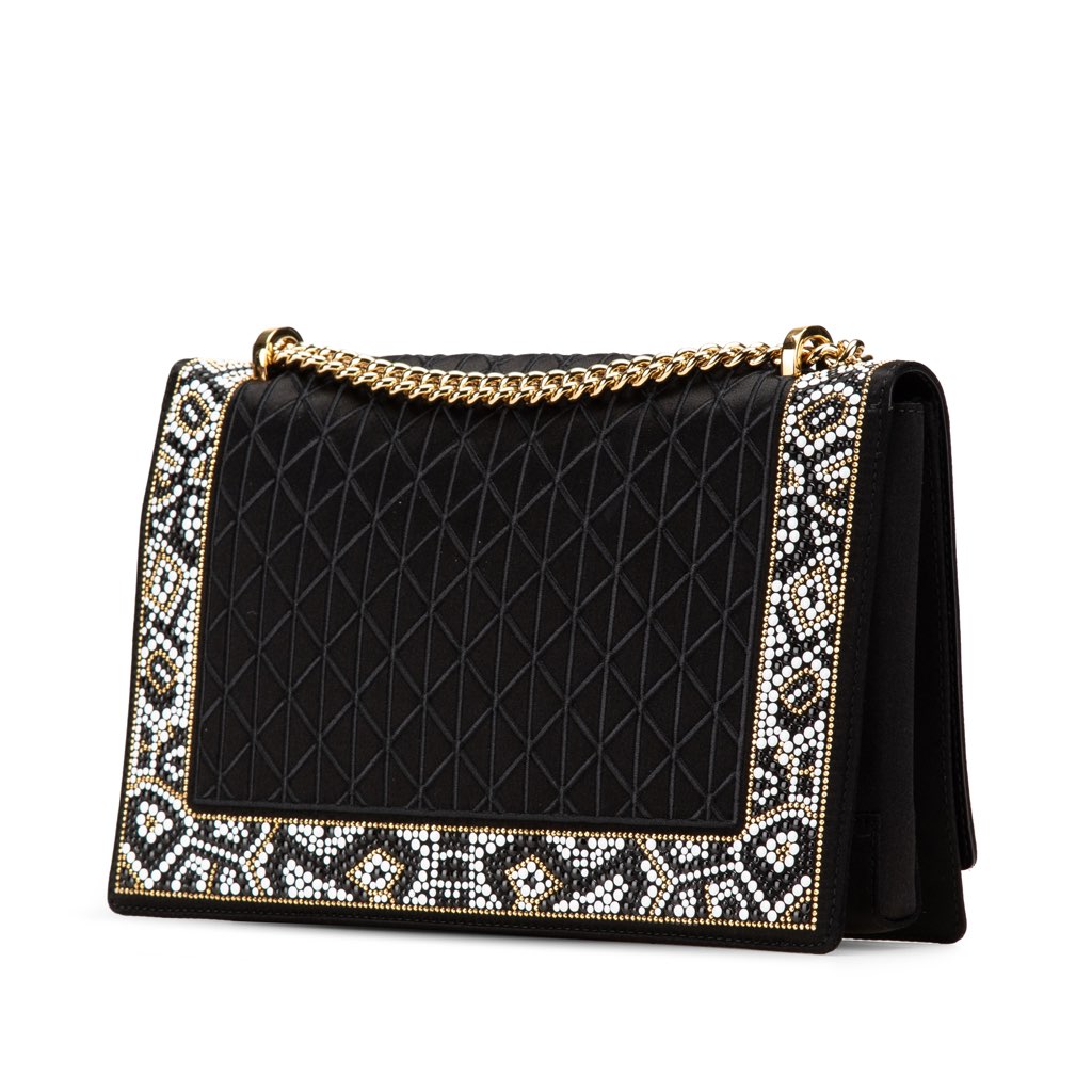 Salvatore Ferragamo Medium Vara Embellished Satin Ginny Chain Crossbody - 2