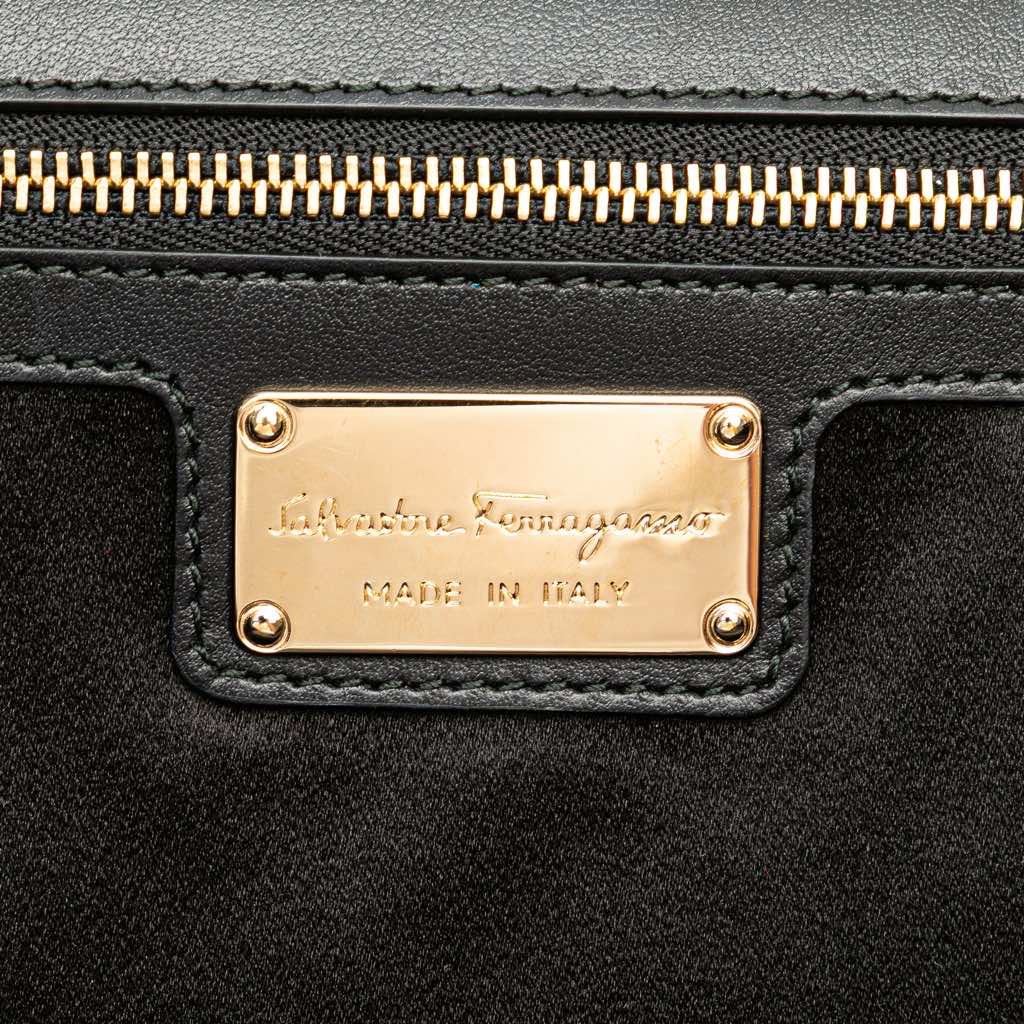 Salvatore Ferragamo Medium Vara Embellished Satin Ginny Chain Crossbody - 5