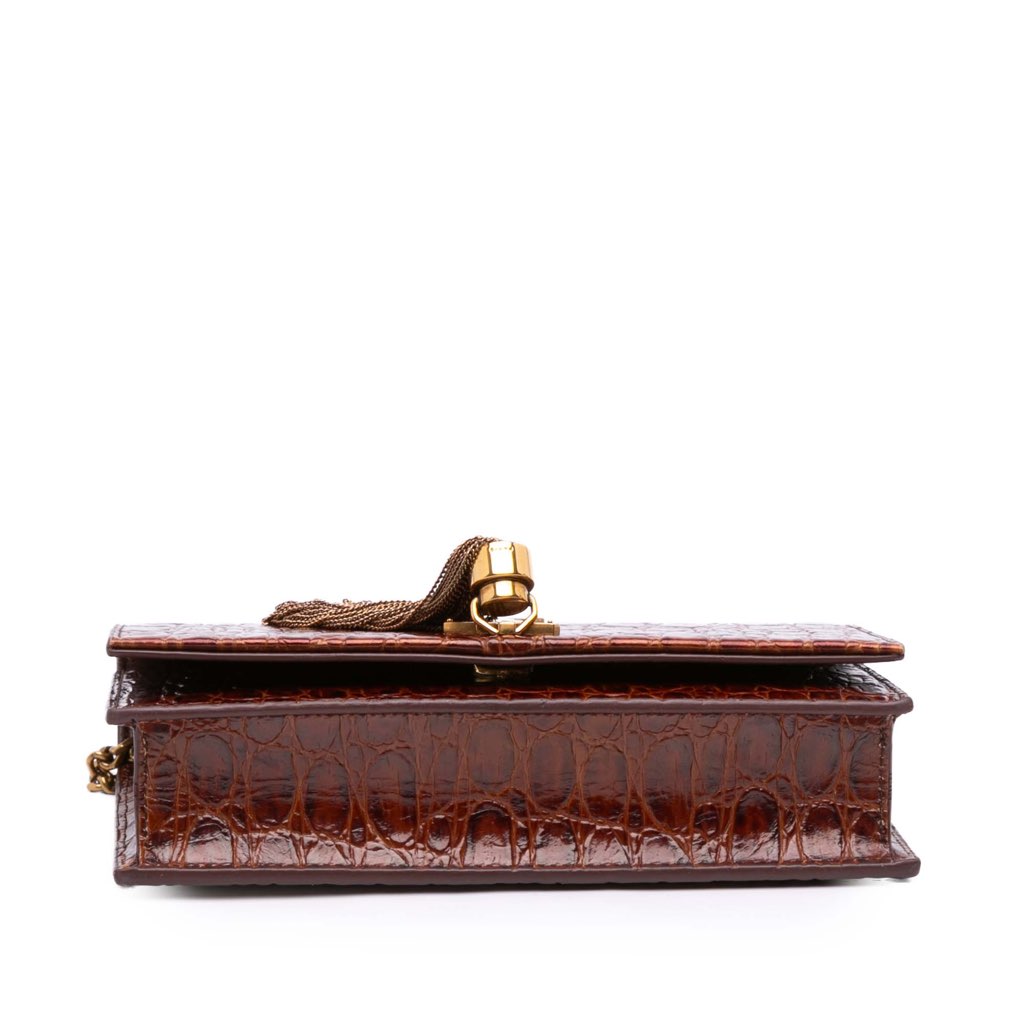 Saint Laurent Lizard Embossed Monogram Kate Tassel Wallet on Chain - 3
