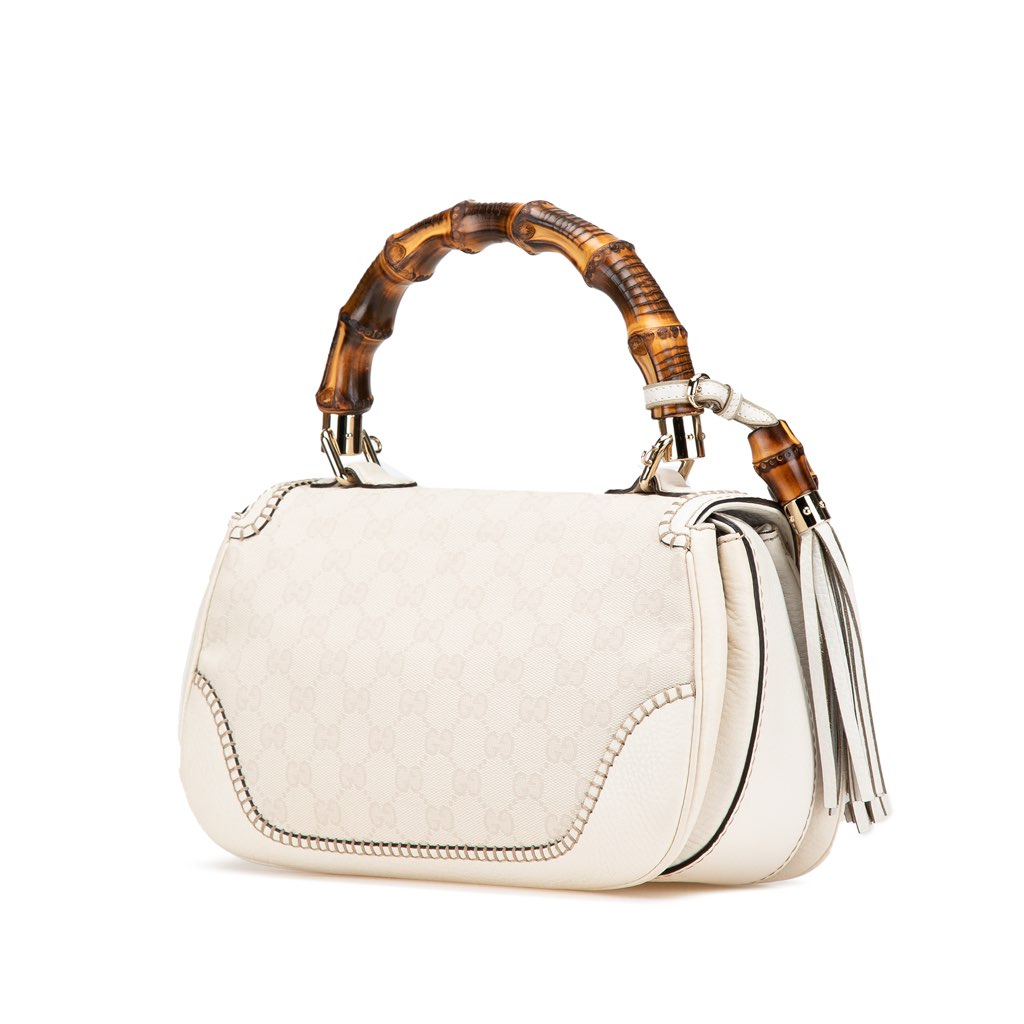 Gucci Medium GG Canvas New Bamboo Satchel - Back view