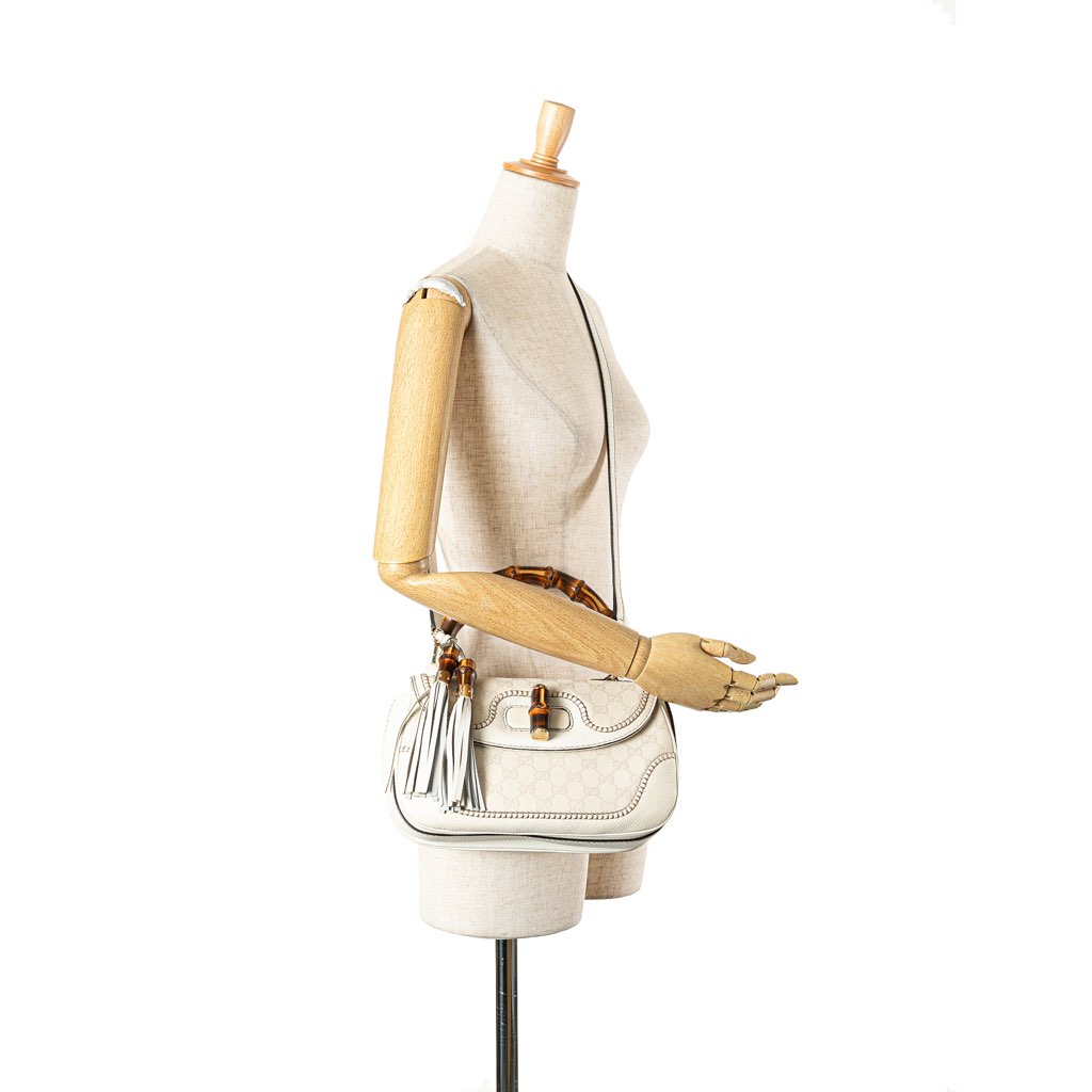 Gucci Medium GG Canvas New Bamboo Satchel - Image 14