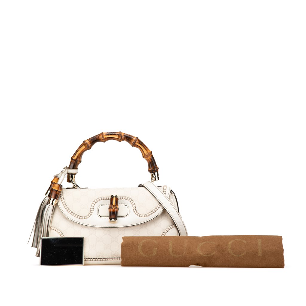 Gucci Medium GG Canvas New Bamboo Satchel - Image 15