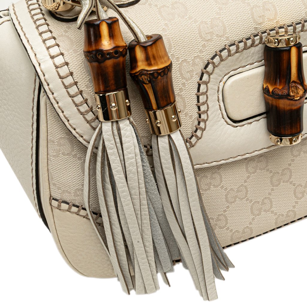 Gucci Medium GG Canvas New Bamboo Satchel - Image 10