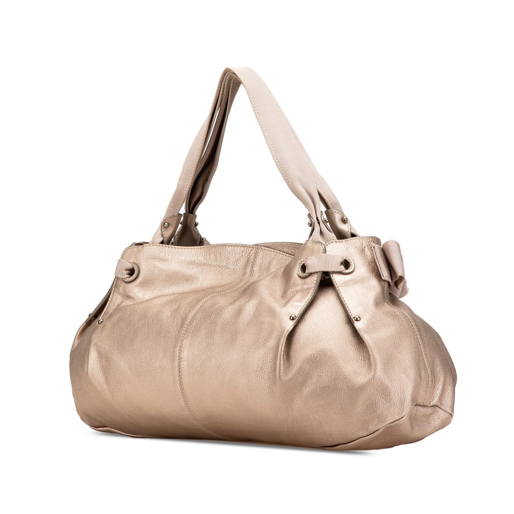 Salvatore Ferragamo Metallic Leather Bow Hobo - 2