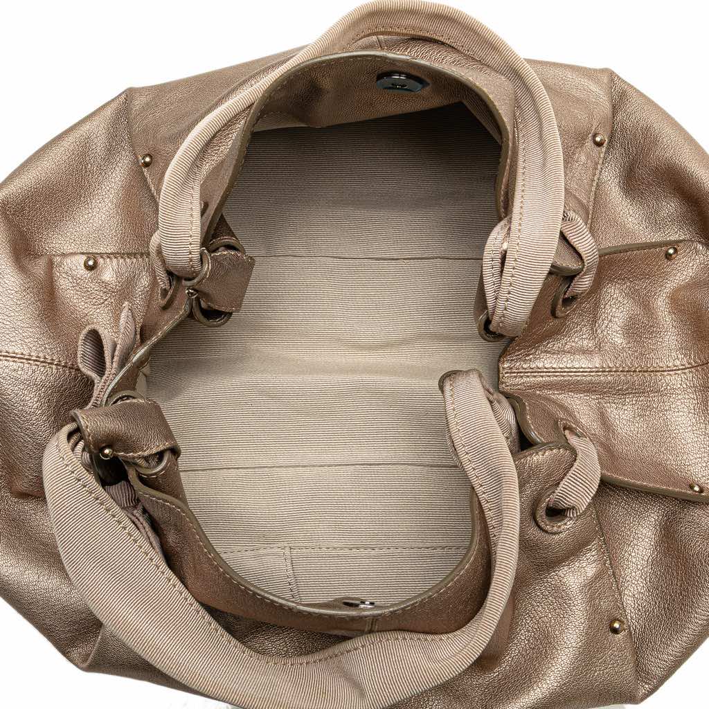 Salvatore Ferragamo Metallic Leather Bow Hobo - 4