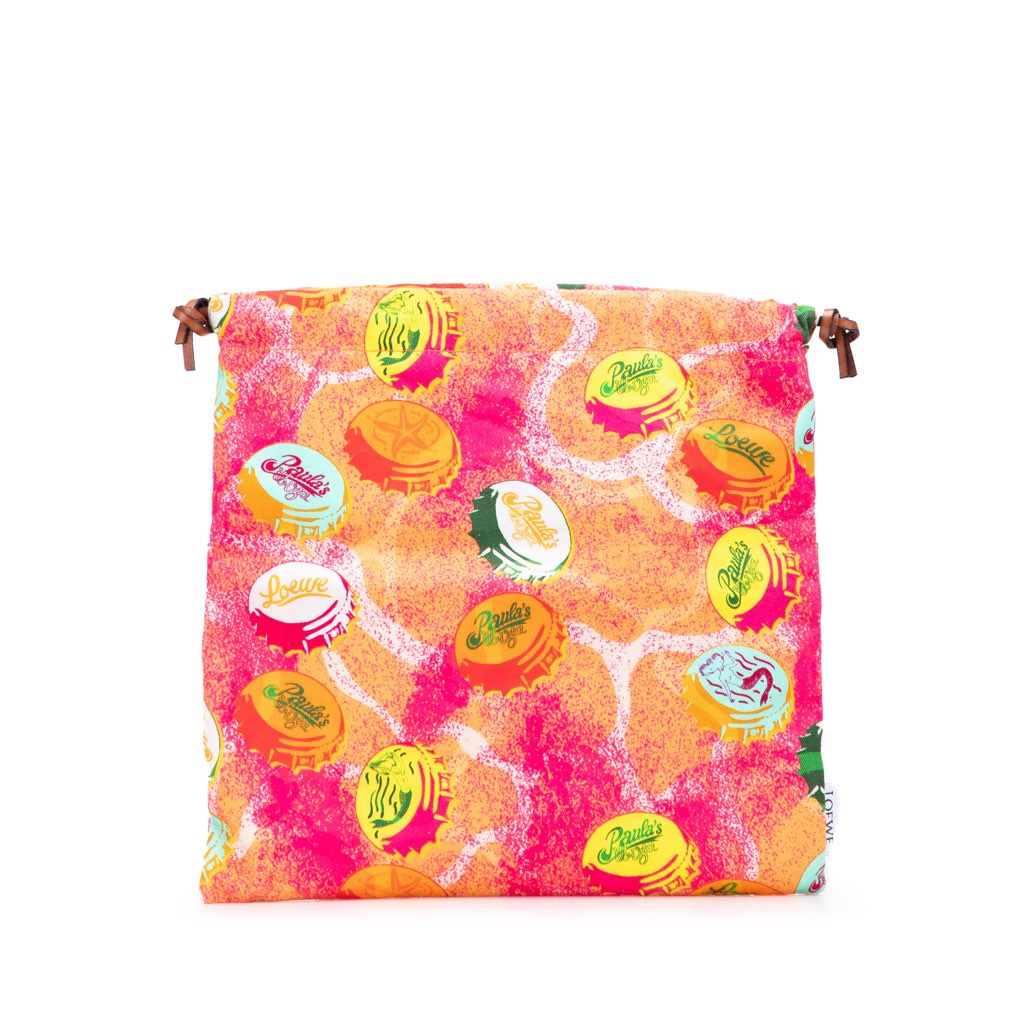 Loewe Paulas Ibiza Canvas Bottle Cap Print Drawstring Pouch