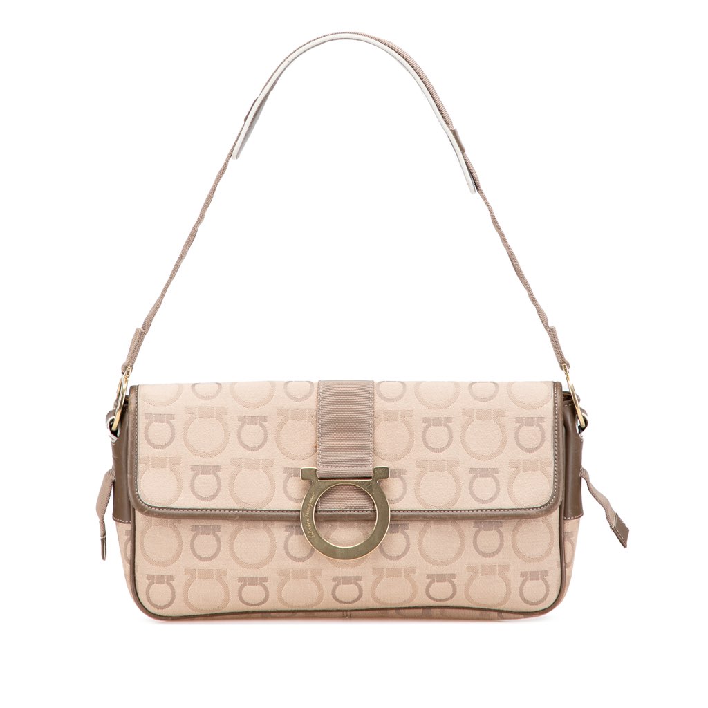 Salvatore Ferragamo Gancini Canvas Shoulder Bag