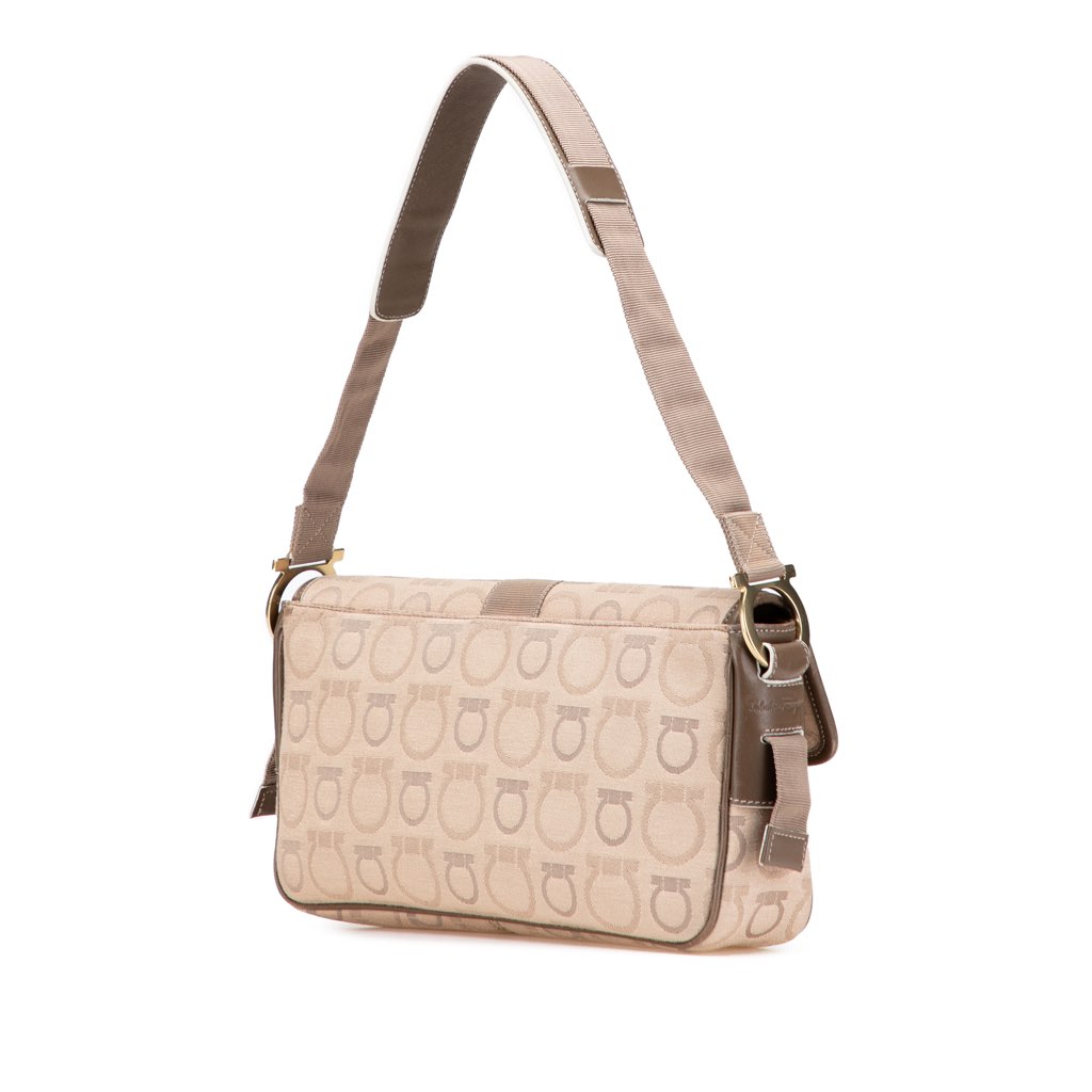Salvatore Ferragamo Gancini Canvas Shoulder Bag - Back view