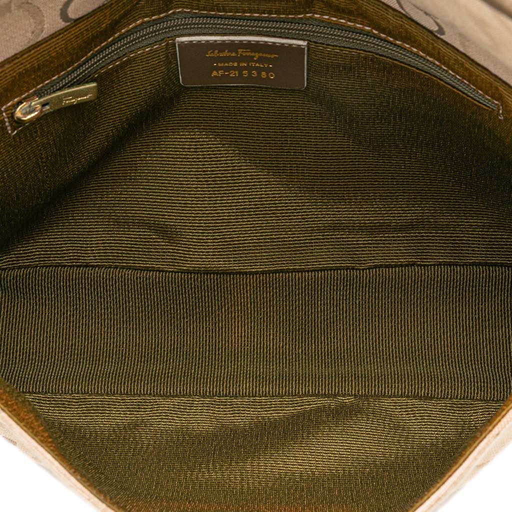 Salvatore Ferragamo Gancini Canvas Shoulder Bag - 4