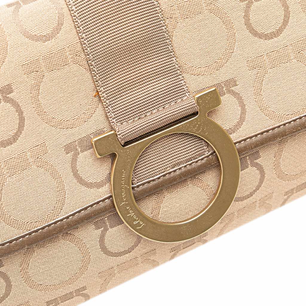 Salvatore Ferragamo Gancini Canvas Shoulder Bag - Image 10