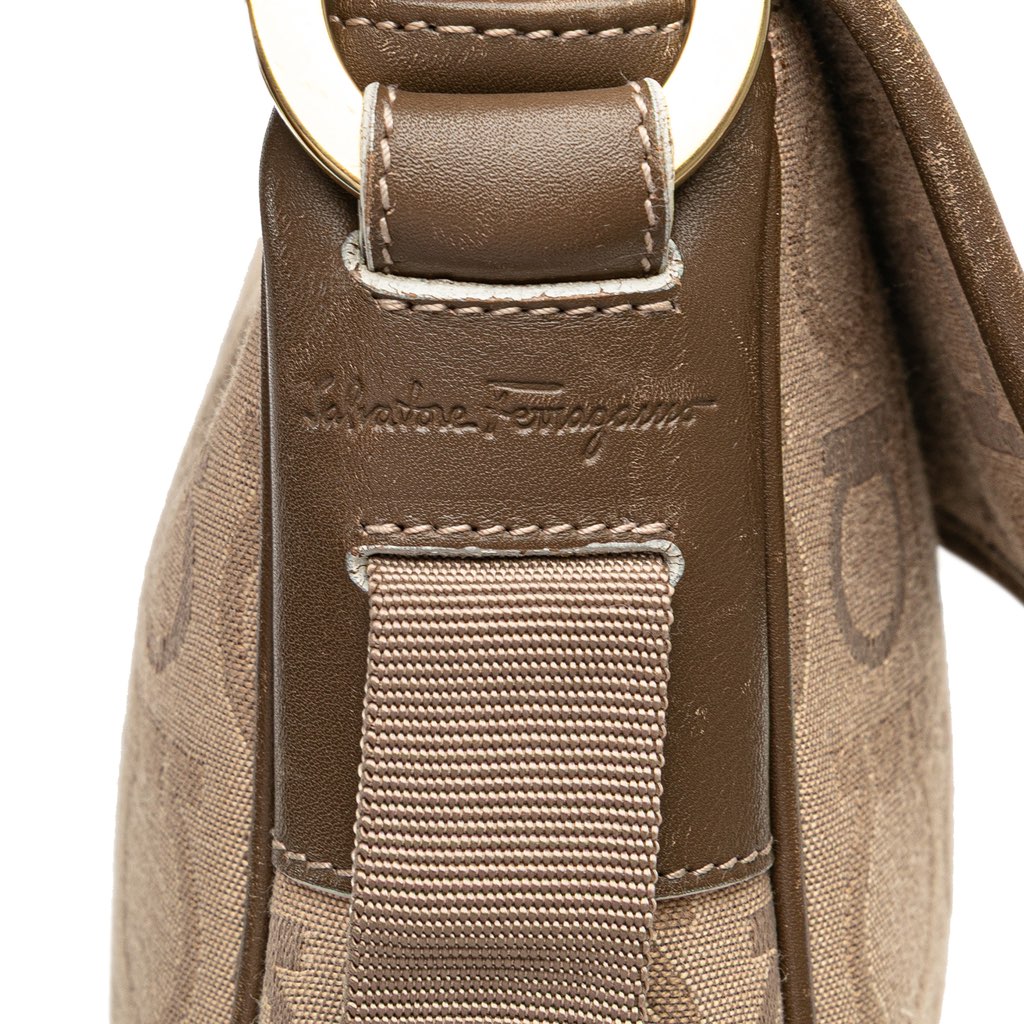Salvatore Ferragamo Gancini Canvas Shoulder Bag - Image 11