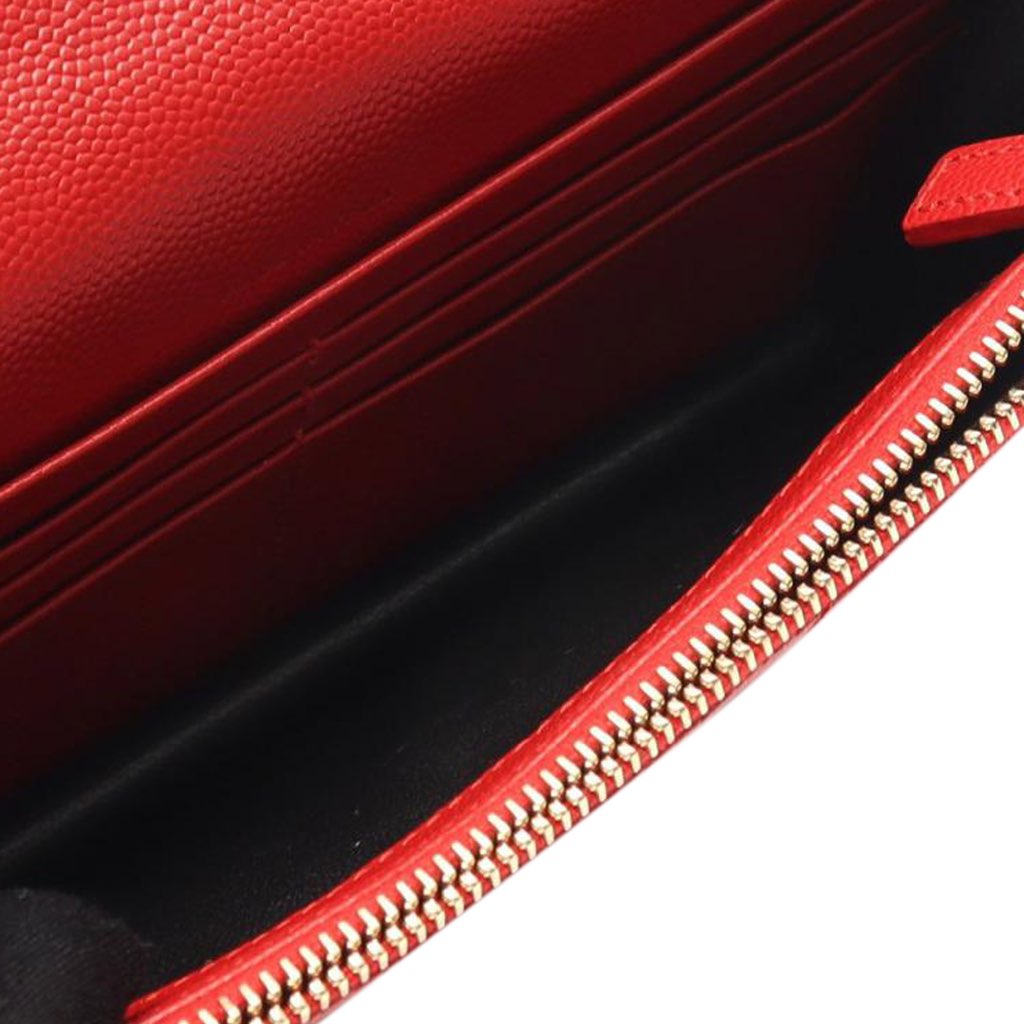 Saint Laurent Grain De Poudre Chevron Monogram Envelope Wallet on Chain - 3