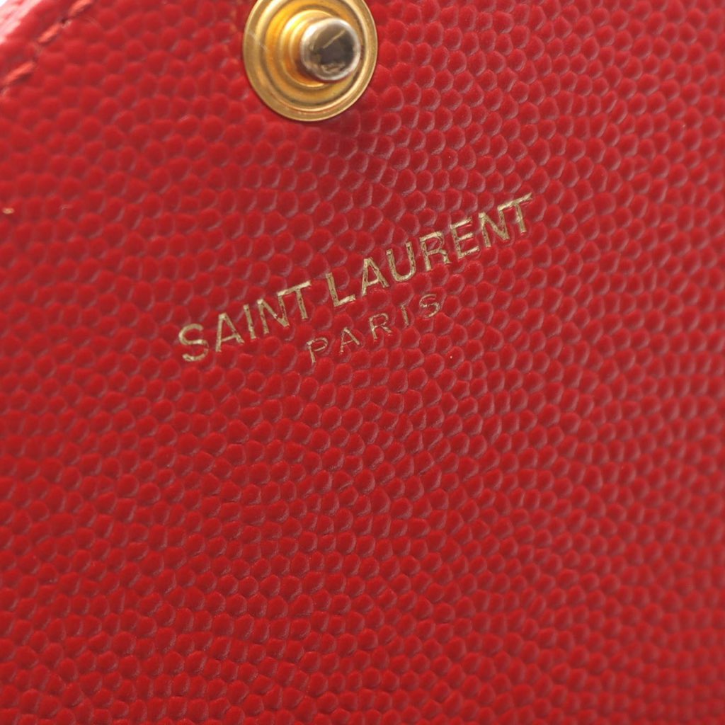 Saint Laurent Grain De Poudre Chevron Monogram Envelope Wallet on Chain - 4