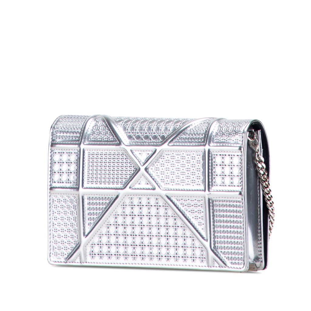 Dior Metallic Patent Microcannage Diorama Wallet on Chain - 2