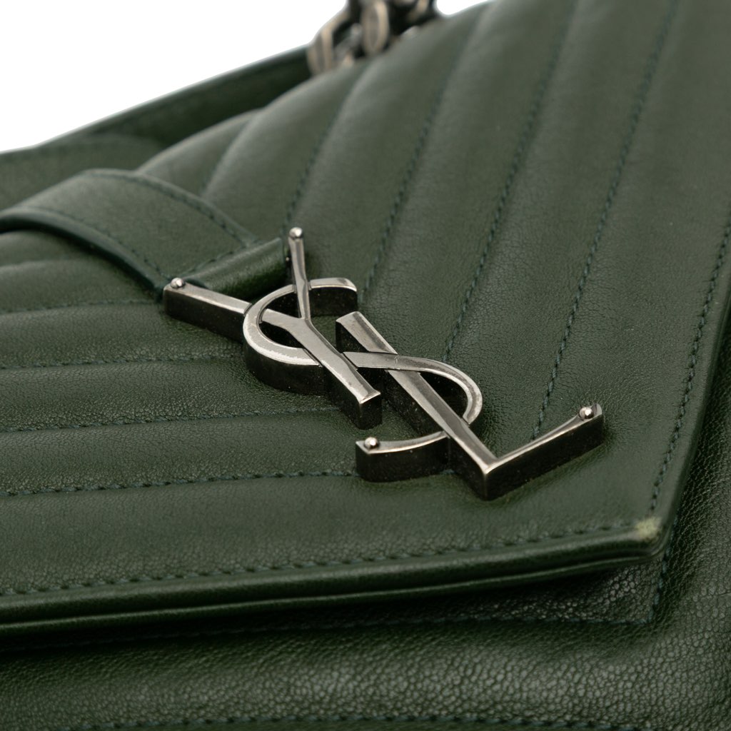 Saint Laurent Medium Monogram Chevron Quilted Lambskin College Satchel - 5