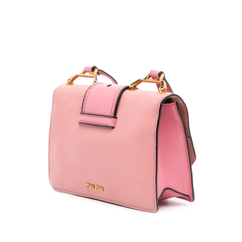 Miu Miu Goatskin Madras Soft Calf Crystal Embellished Crossbody - Back view