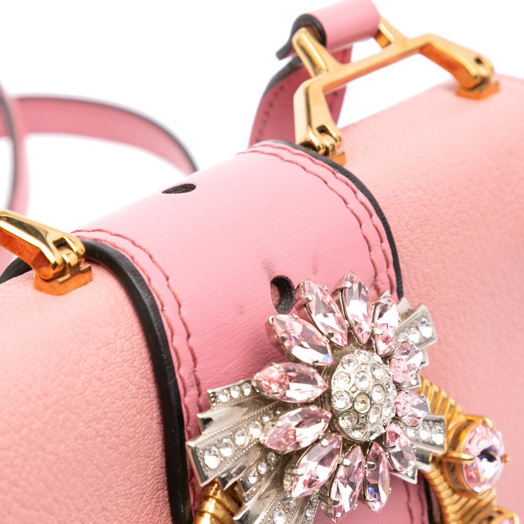 Miu Miu Goatskin Madras Soft Calf Crystal Embellished Crossbody - Image 10