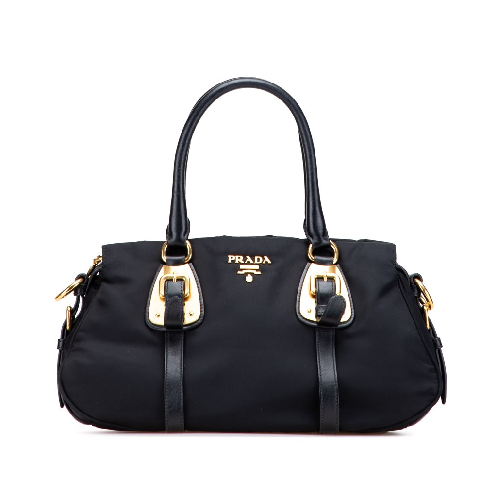Prada Soft Calf Trimmed Tessuto Satchel