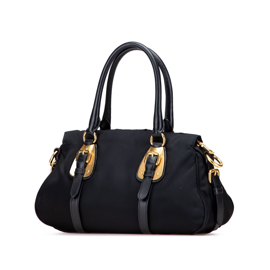Prada Soft Calf Trimmed Tessuto Satchel - 2
