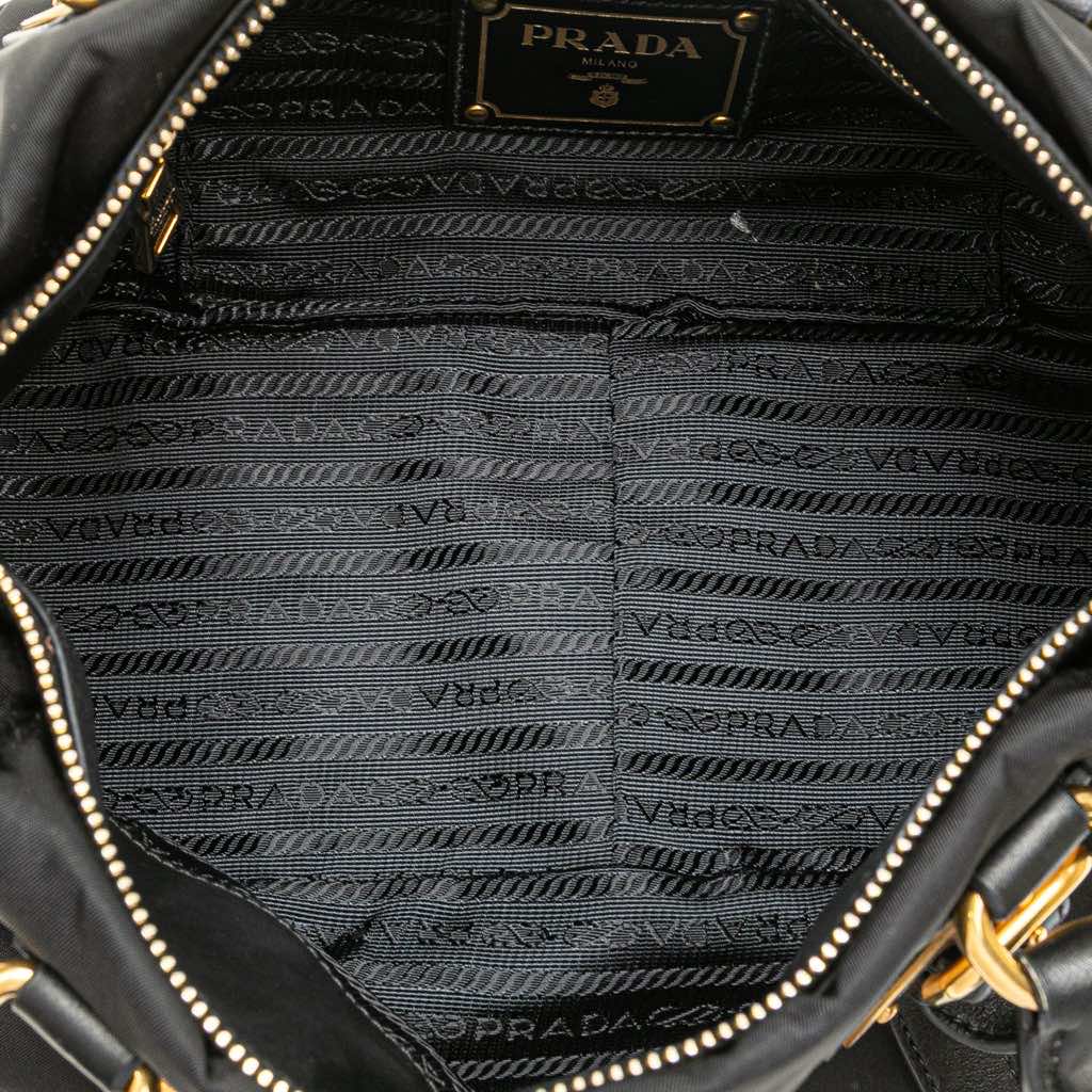 Prada Soft Calf Trimmed Tessuto Satchel - 4
