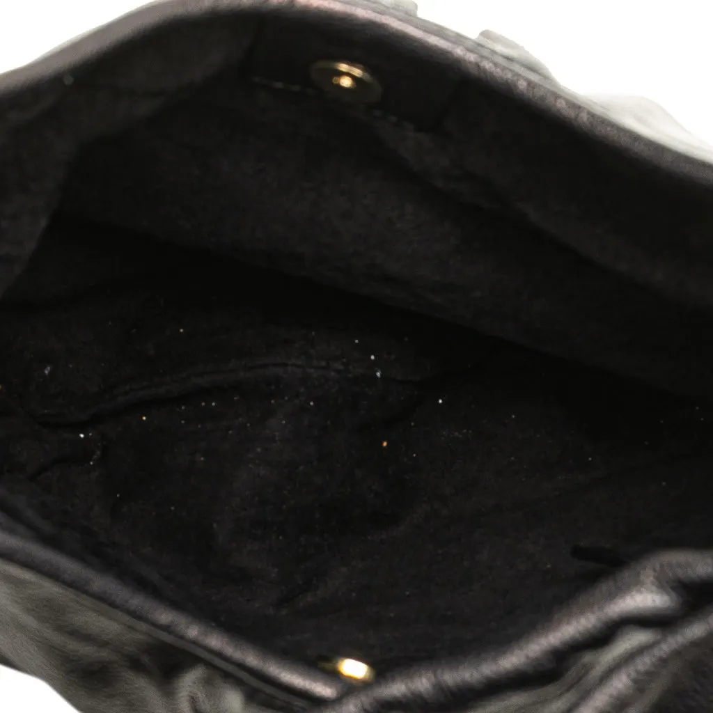Saint Laurent Small Ruffled Leather Saint Tropez Hobo Black Leather Good - Model View