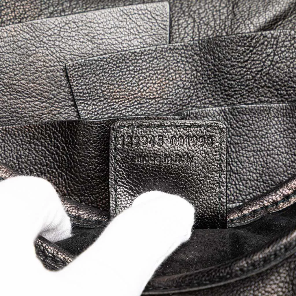 Saint Laurent Small Ruffled Leather Saint Tropez Hobo Black Leather Good - Box View