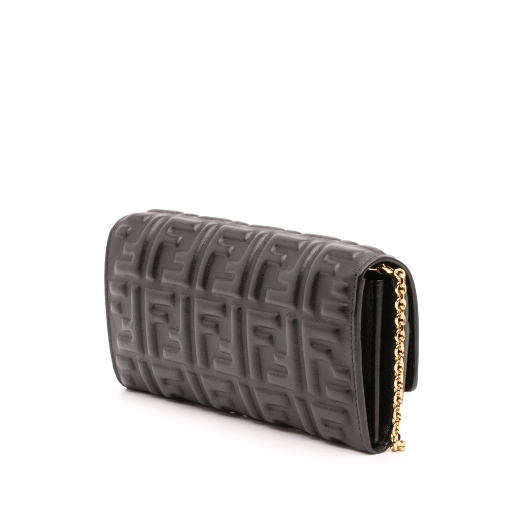 Fendi Zucca Embossed Leather Wallet On Chain - 2