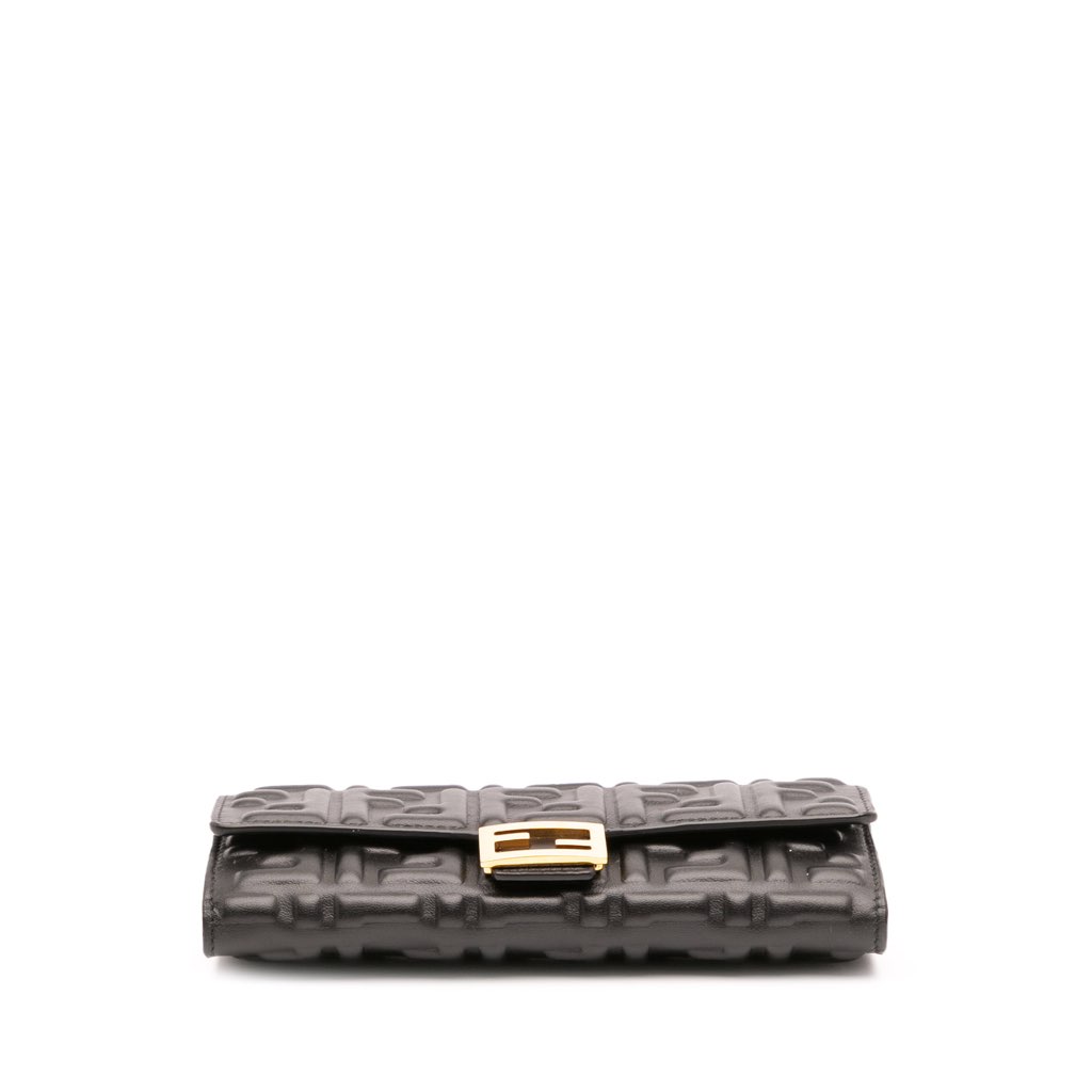 Fendi Zucca Embossed Leather Wallet On Chain - 3