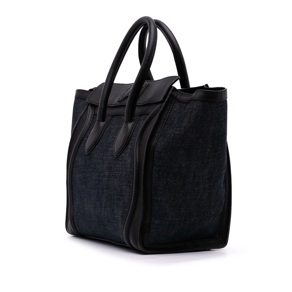 Celine Mini Denim and Calfskin Luggage Tote - 2