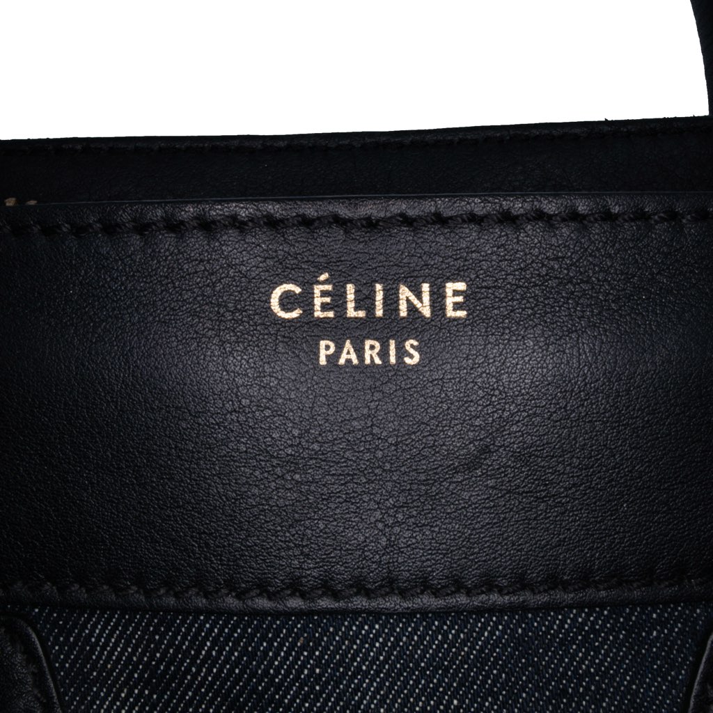 Celine Mini Denim and Calfskin Luggage Tote - 5