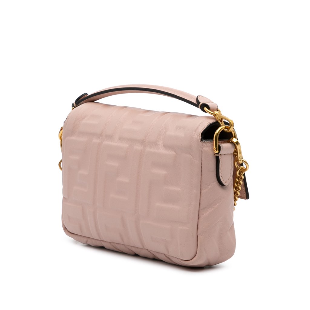 Fendi Mini Zucca Embossed Leather Baguette Satchel - 2