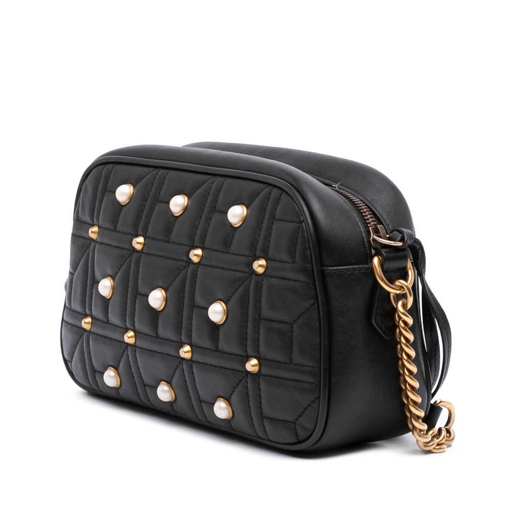 Gucci Small GG Marmont Matelasse Leather Pearl Studded Crossbody - Back view