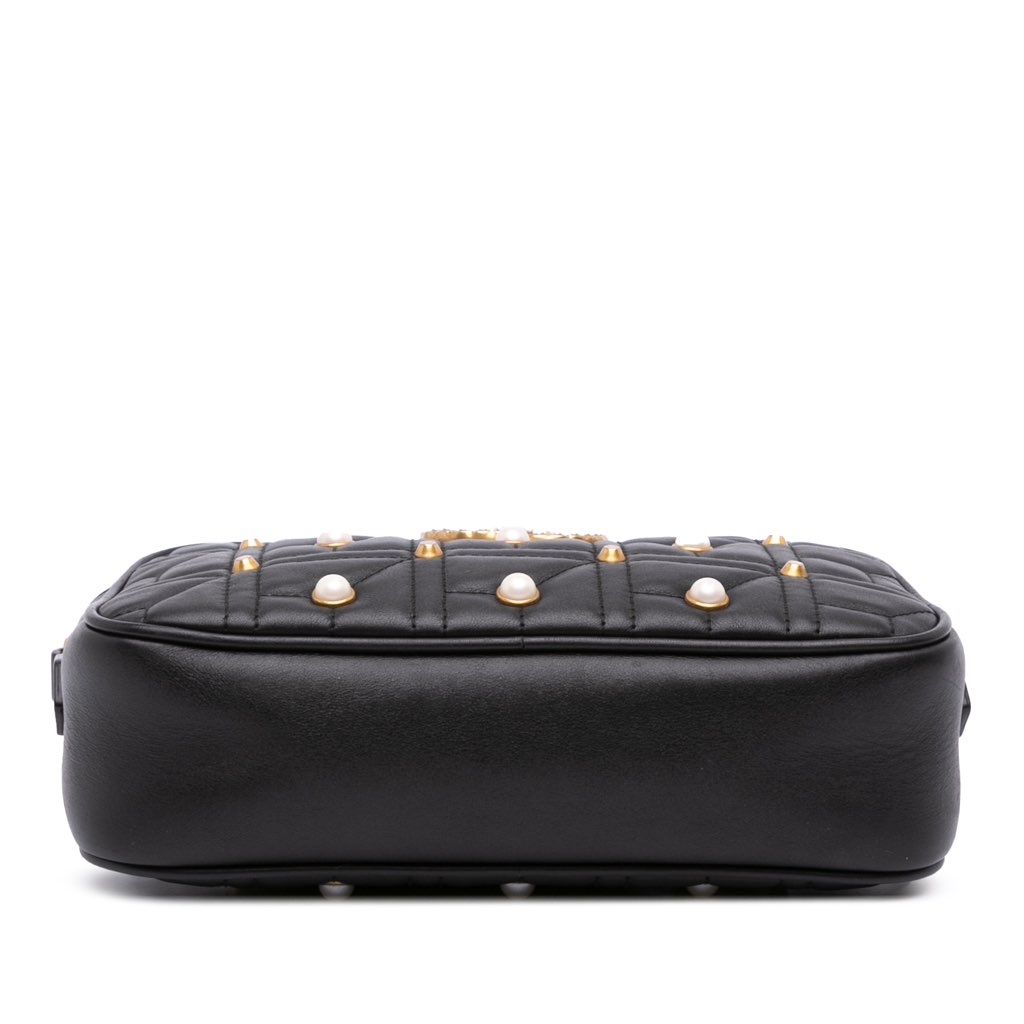 Gucci Small GG Marmont Matelasse Leather Pearl Studded Crossbody - Image 6