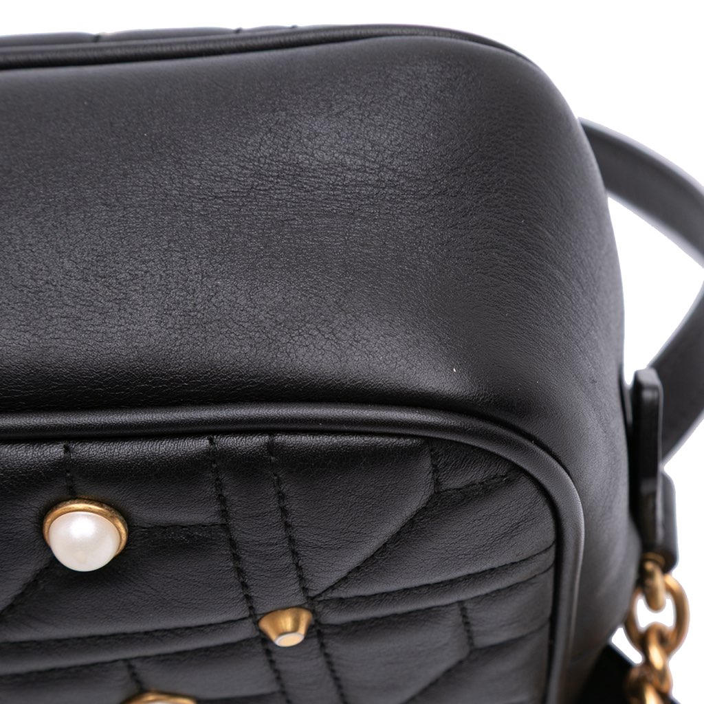 Gucci Small GG Marmont Matelasse Leather Pearl Studded Crossbody - Image 11