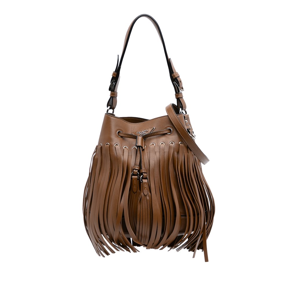 Prada Soft Calf Fringe Bucket Bag