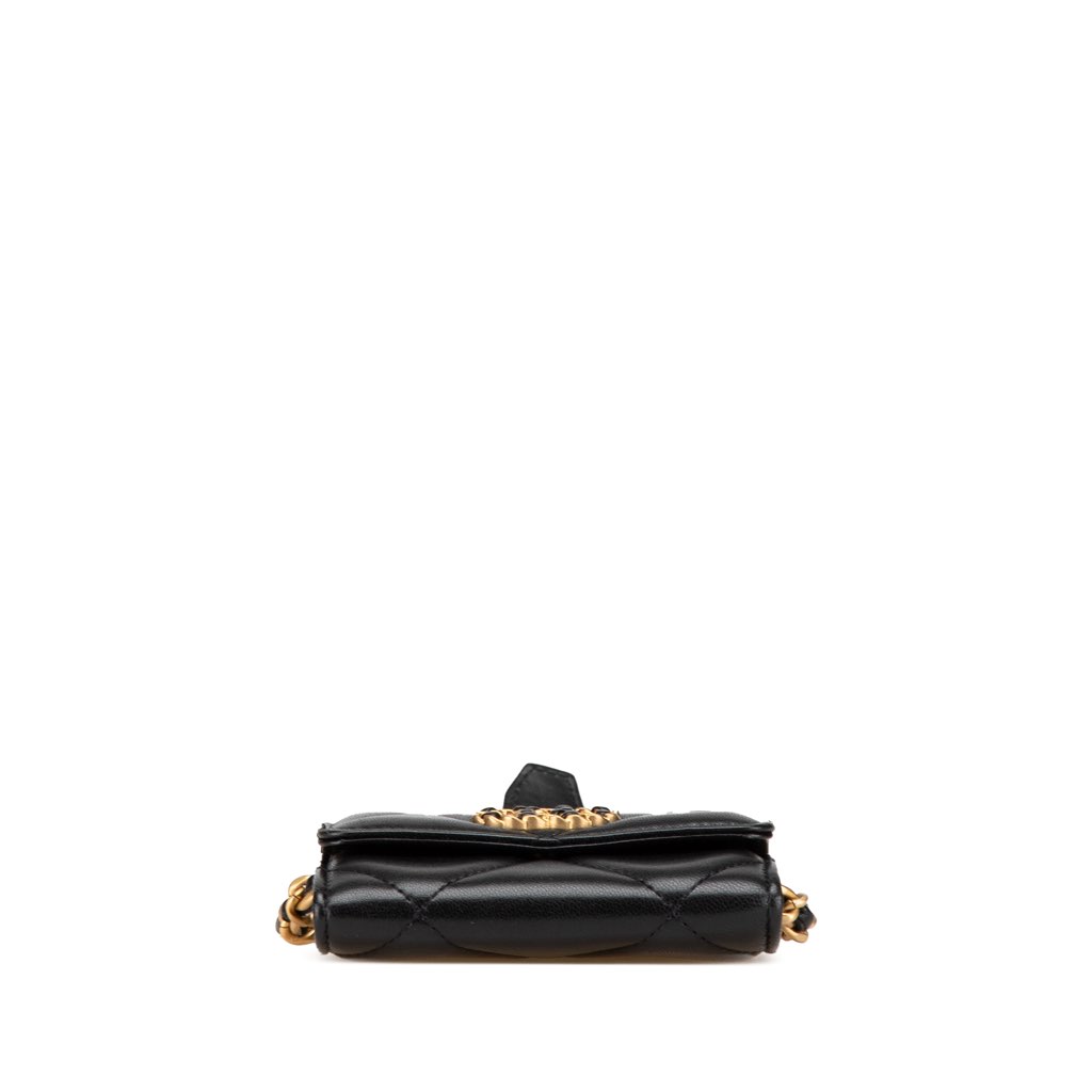 Chanel Quilted Lambskin Chanel 19 Card Holder On Chain - 3