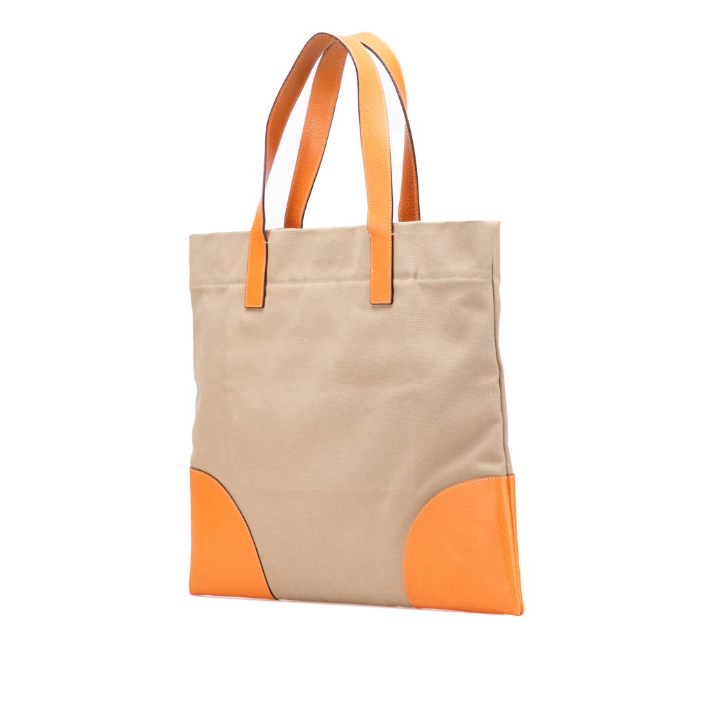 Prada Cinghiale Trimmed Canapa Tote - Back view