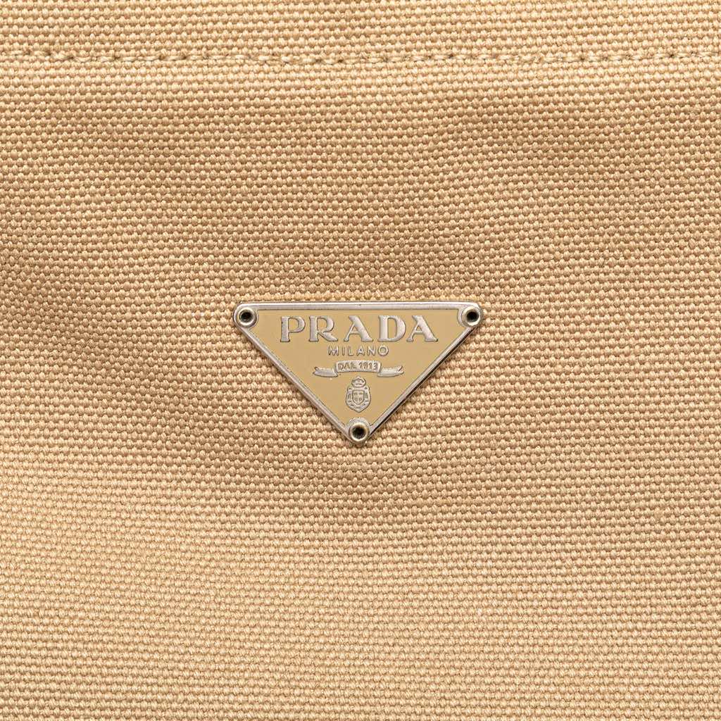 Prada Cinghiale Trimmed Canapa Tote - Side view