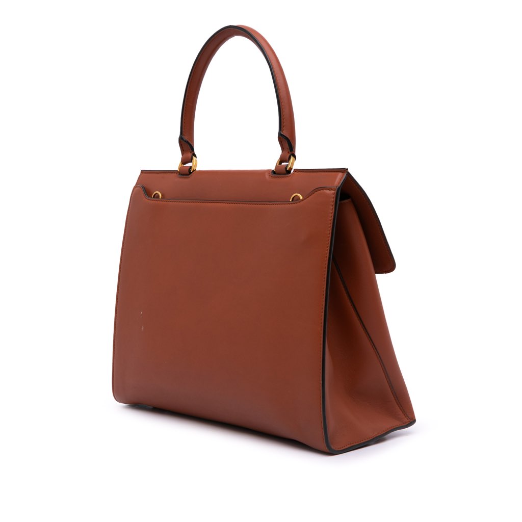 Salvatore Ferragamo Leather Gancini Trifolio Top Handle Bag - Back view