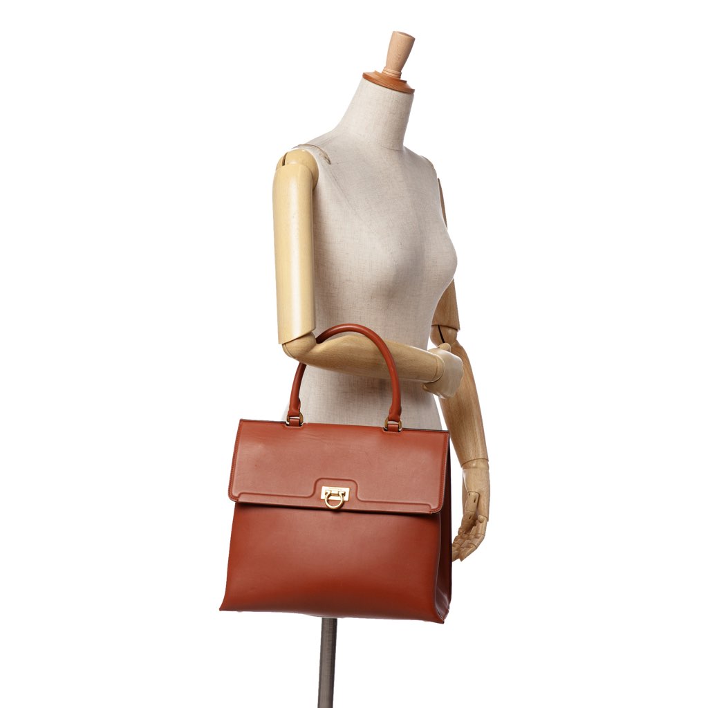 Salvatore Ferragamo Leather Gancini Trifolio Top Handle Bag - Image 17