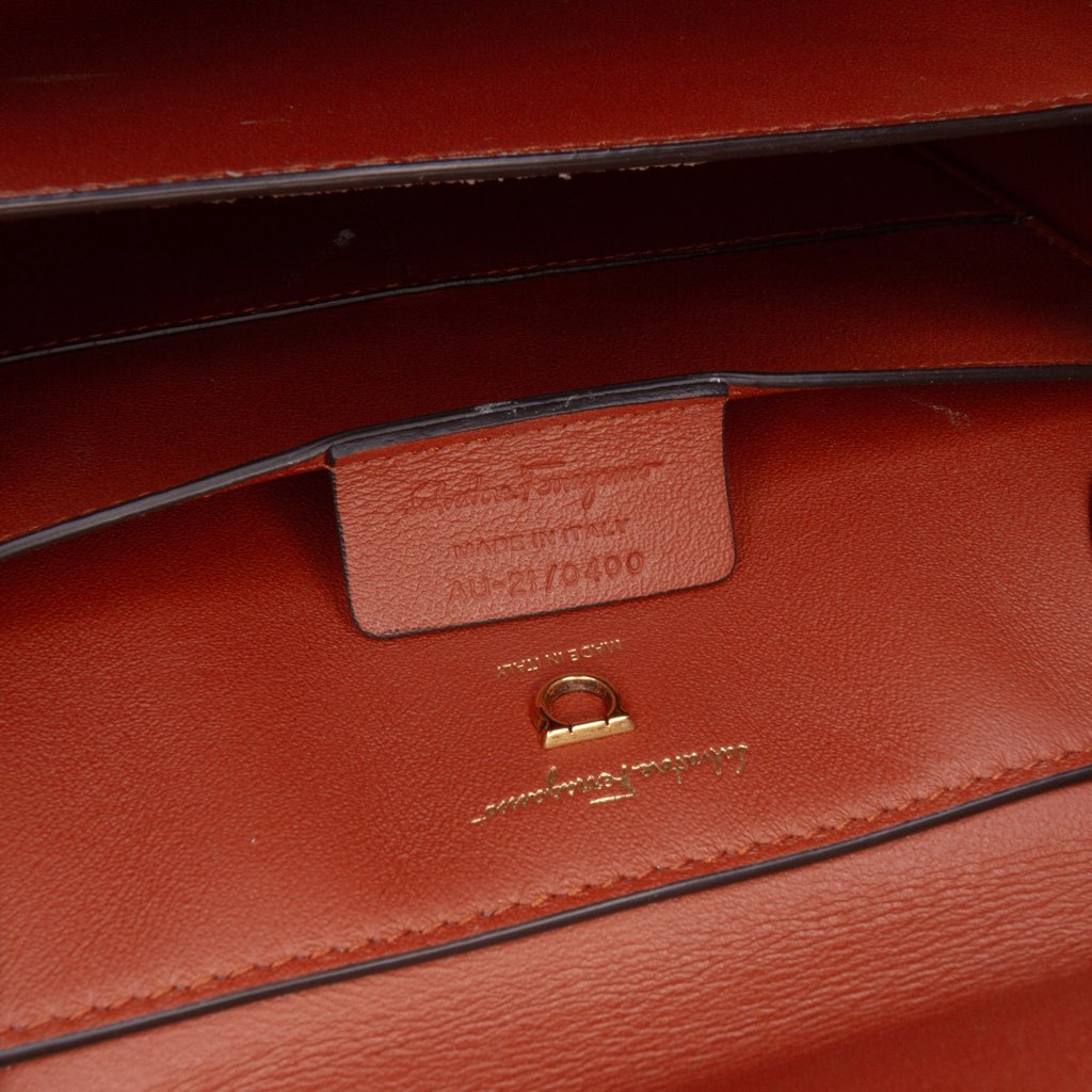 Salvatore Ferragamo Leather Gancini Trifolio Top Handle Bag - Image 10