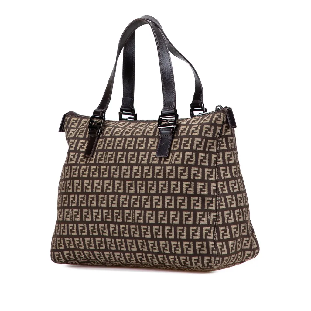 Fendi Zucchino Canvas Tote Brown Canvas Good - Back View
